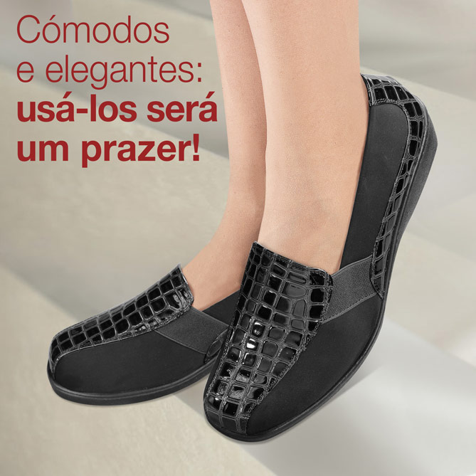 Sapatos “Great Comfort” Black: Laterais elásticas